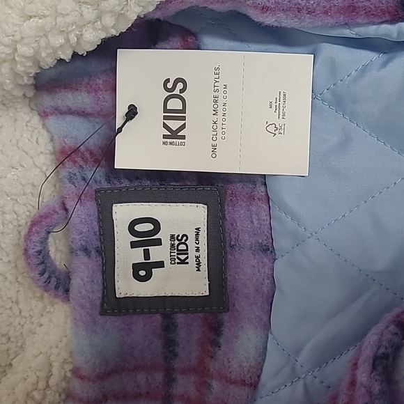 New! Cotton-on Kids Violet Check Jacket 9-10 - Picture 9 of 9